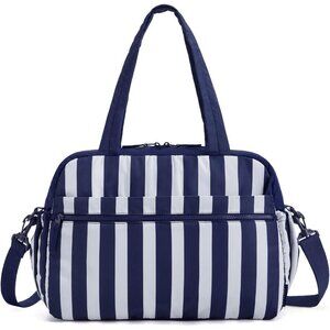 Women Coastal Stripe Imported Lightweight Water Resistant Travel Gym Carry Bag